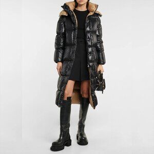 Moncler Black and Tan Trench Coat